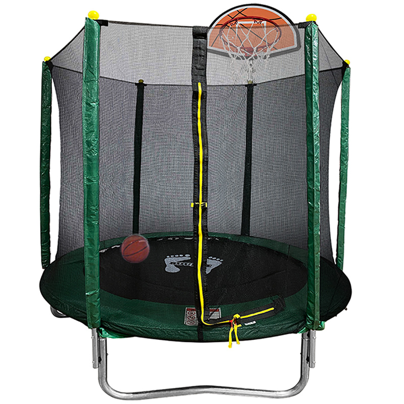 Velocity 6ft Trampoline with Safety Enclosure - Free Basketball & Water Mister - Green - Image 8
