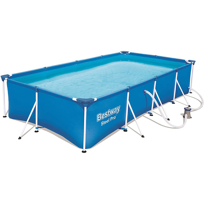 Bestway 13ft Rectangular Above Ground Steel Pro Swimming Pool Set