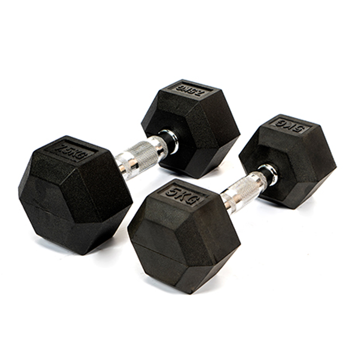 Ironman Rubber Coated Hex 5kg Dumbbell Pair