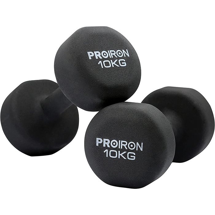 PROIRON Neoprene Coated 10kg Dumbbells
