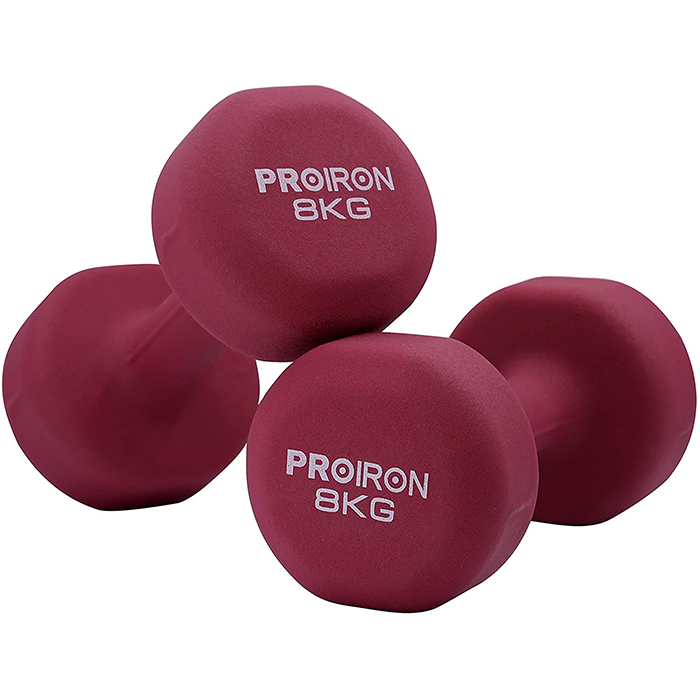 PROIRON Neoprene Coated 8kg Dumbbells