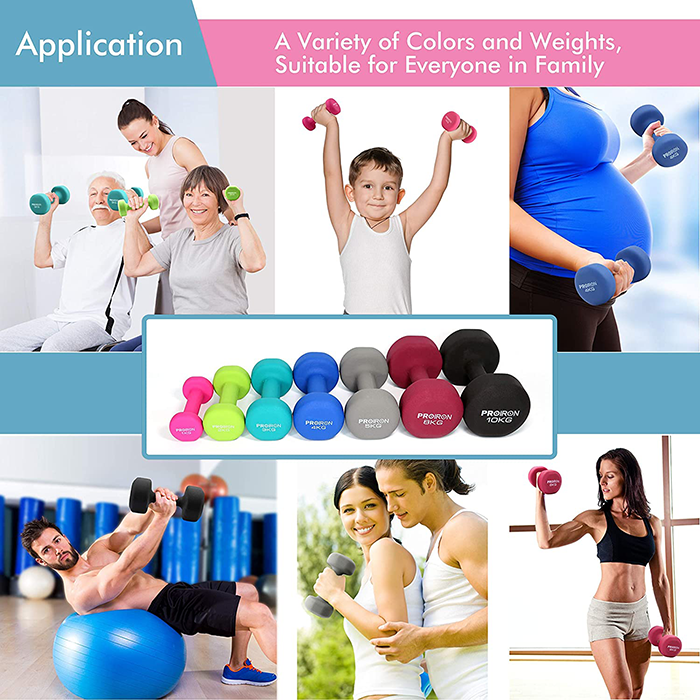 PROIRON Neoprene Coated 4kg Dumbbells - Image 6