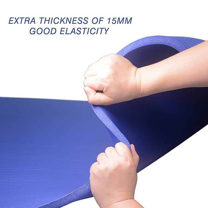 PROIRON 15mm High Density Exercise Mat with Carrying Strap - Blue