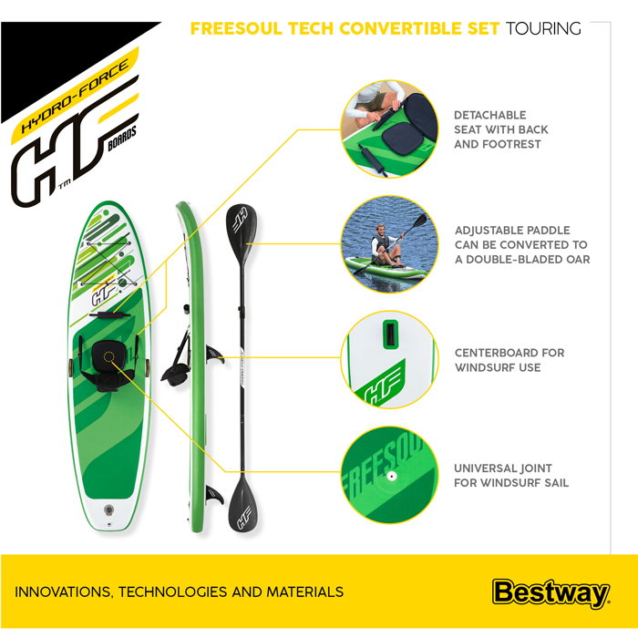Bestway 11ft 2" Hydro-Force Freesoul Tech Inflatable Paddle Board SUP Set