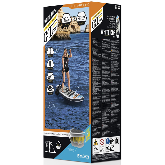 Bestway 10ft" Hydro-Force White Cap Inflatable Paddle Board SUP Set