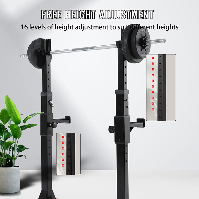 BodyTrain Adjustable Squat Rack Barbell Stands & Foldable Adjustable Weight Bench Package