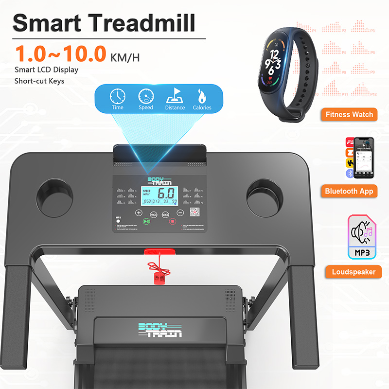 BodyTrain P80G Motorised Folding Bluetooth Treadmill