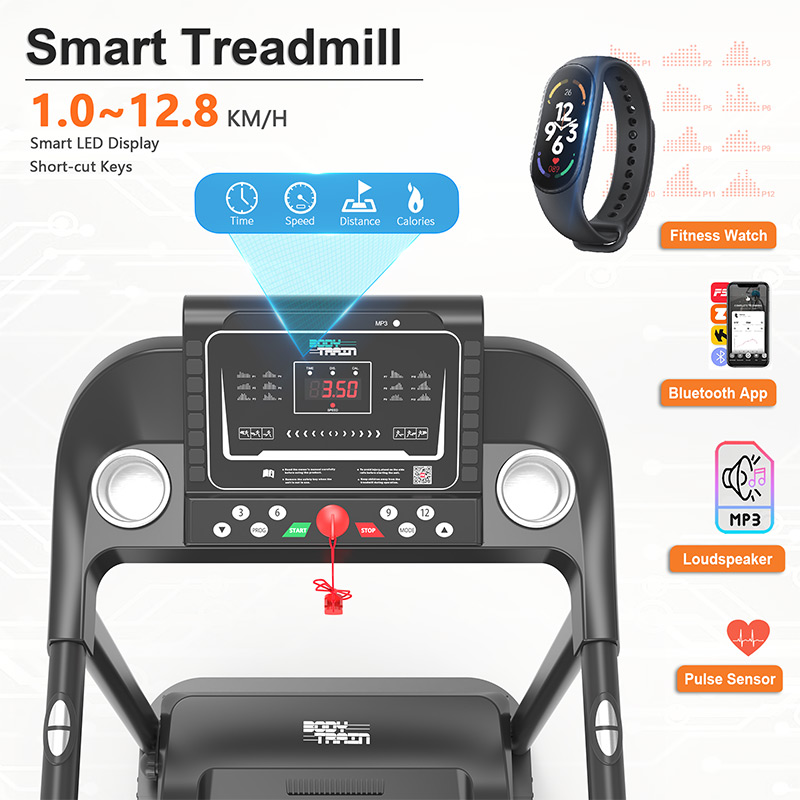 BodyTrain S105 Motorised Folding Bluetooth Treadmill
