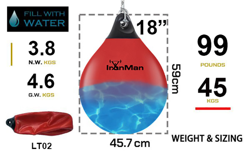 Ironman 18” Aqua Punching Bag Red