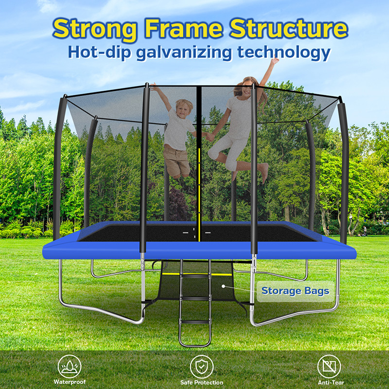 Big Air Extreme 8x12ft Rectangular Trampoline with Safety Enclosure Blue – Free Ladder & Shoe Tidy - Image 6