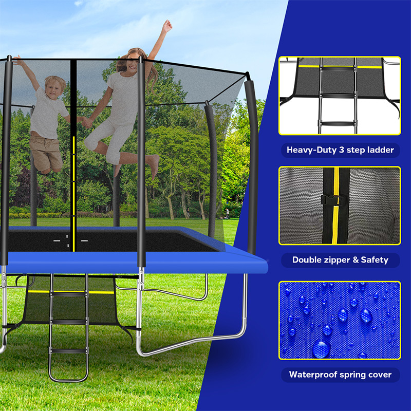 Big Air Extreme 8x12ft Rectangular Trampoline with Safety Enclosure Blue – Free Ladder & Shoe Tidy - Image 5