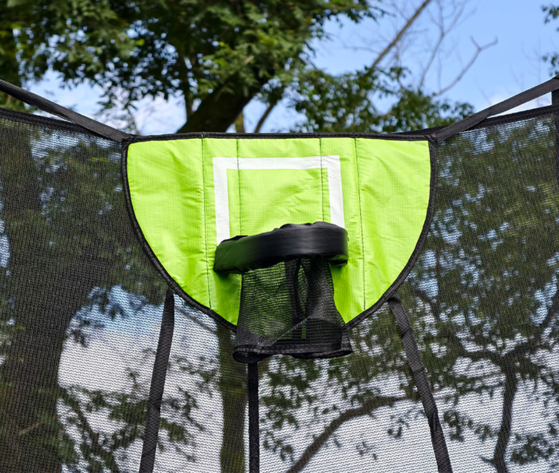 7x11ft Rectangular Trampoline with Safety Enclosure Black FREE Ladder & Basketball Game