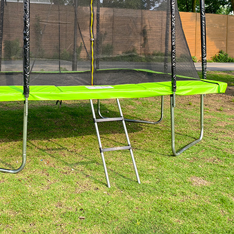 10x12ft Rectangular Trampoline with Safety Enclosure Green FREE Ladder & Basketball Game