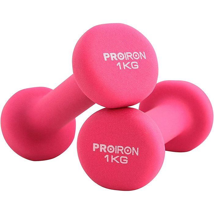 PROIRON Neoprene Coated 1kg Dumbbells