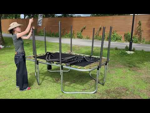Big Air Bounce 5x7ft Rectangular Trampoline with Safety Enclosure Grey FREE Ladder & Basketball Game - Image 2