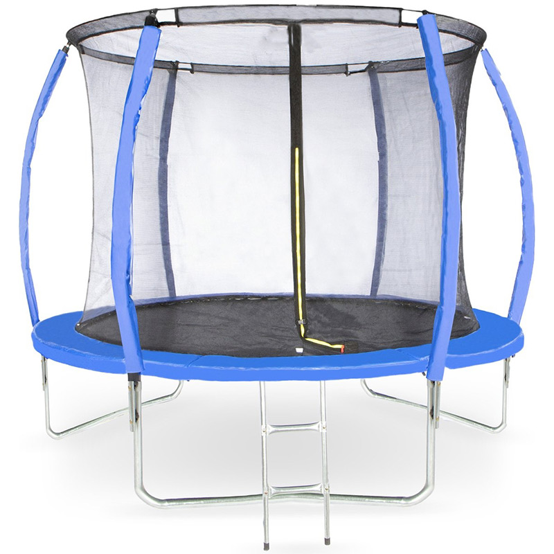 Amigo 10ft Trampoline with Enclosure Free Shoe Tidy & Ladder – Blue