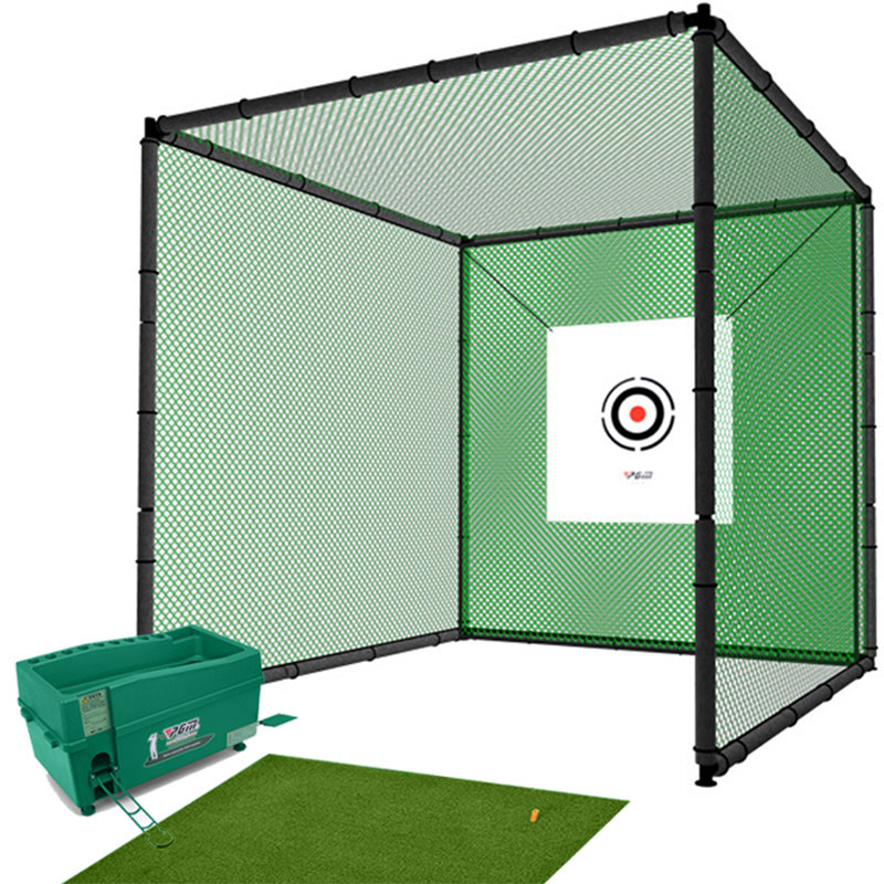 Hillman PGM 2m Heavy Duty Golf Practice Cage Deluxe Practice Mat with Tee And Ball Dispenser Package