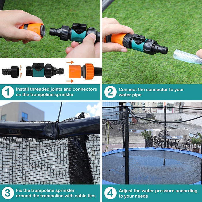Velocity 6ft Trampoline with Safety Enclosure - Free Basketball & Water Mister - Green - Image 11